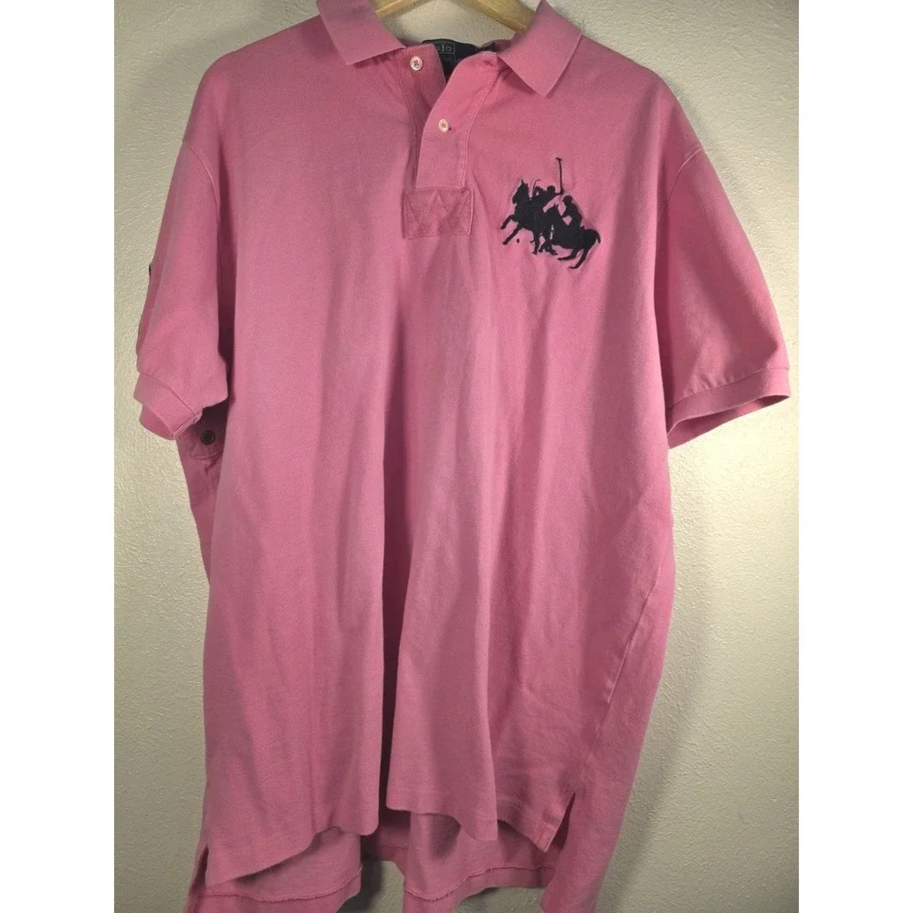 Vintage Polo Ralph Lauren Pink Double Big Pony #3 Men's Size 2XL